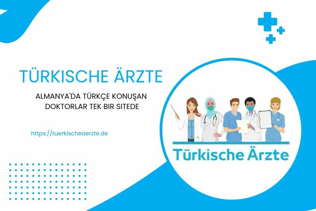 Almanya'da Türkçe konuşan doktorların yer aldığı bir web sitesinin tanıtım materyali.